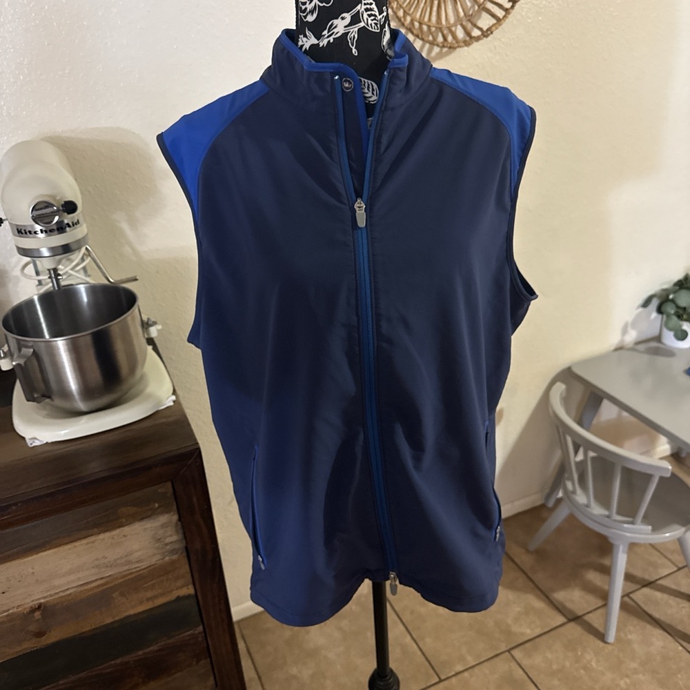 Peter Millar Men's Navy & Royal Blue Sleeveless Zip Vest